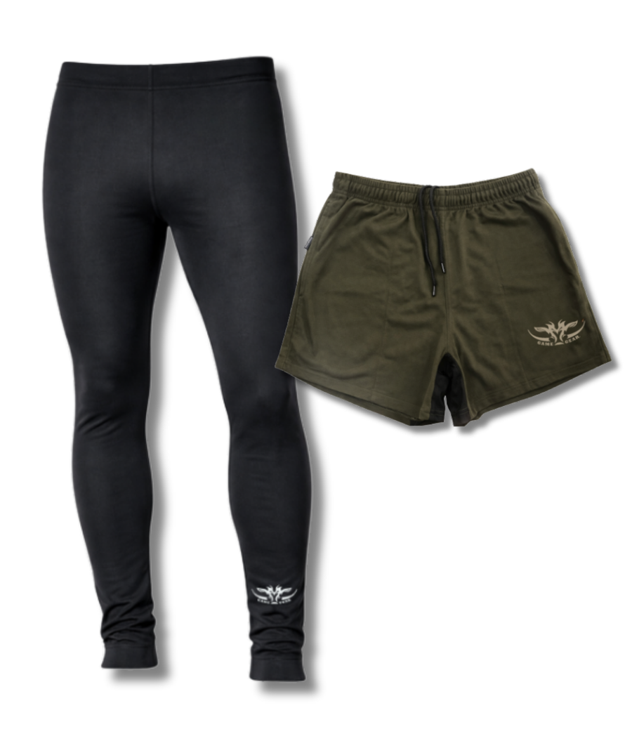 Mens Leggings and Olive Turf Shorts