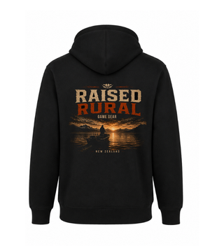 Raised Rural Fishing Printed Hoodie
