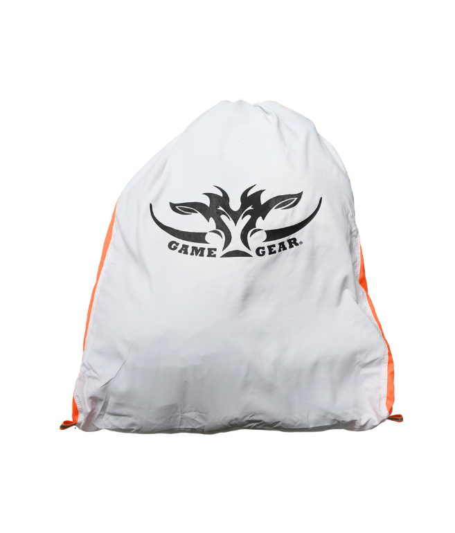 A white nylon Game Sack with orange trim and the 'Game Gear' logo on the front.